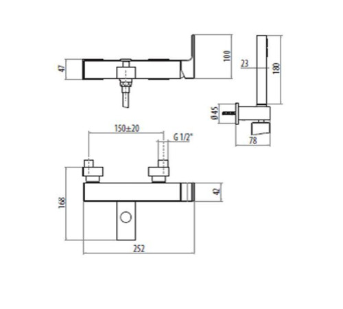 Смеситель для ванны и душа Gattoni Kubic с ручной лейкой хром глянцевый 2500/25C0