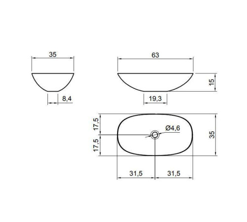Раковина накладная Antonio Lupi Velo 35х63 см VELO63