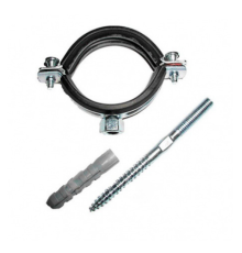 Комплект для монтажа труб Stout хомут металлический обрезиненный со шпилькой и дюбелем DN110 388210