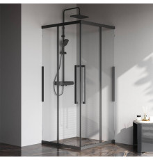 Душевое ограждение AM.PM Func 90x90 см профиль черный стекло прозрачное W84G-403-9090-BT