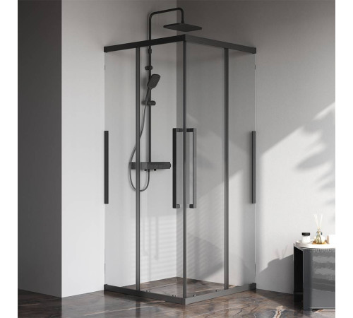 Душевое ограждение AM.PM Func 90x90 см профиль черный стекло прозрачное W84G-403-9090-BT
