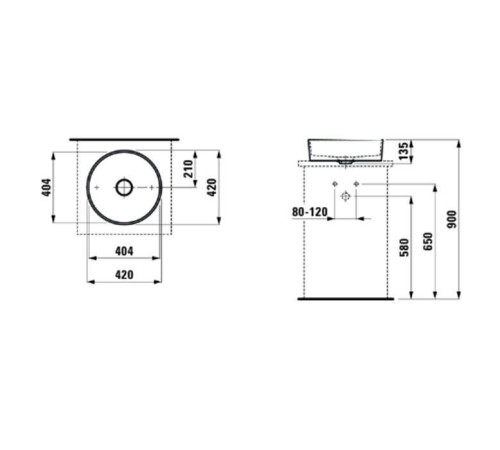 Раковина-чаша Laufen Kartell 42х42х12 см без отверстия белый 8.1233.1.000.112.1