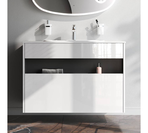 База под раковину AM.PM Func 100 см с нишей и 1 ящиком белый глянец M8FFUX1001WG