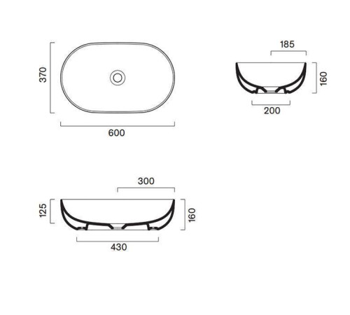 Раковина накладная Catalano Sfera 60x37 см белый матовый 0522610021
