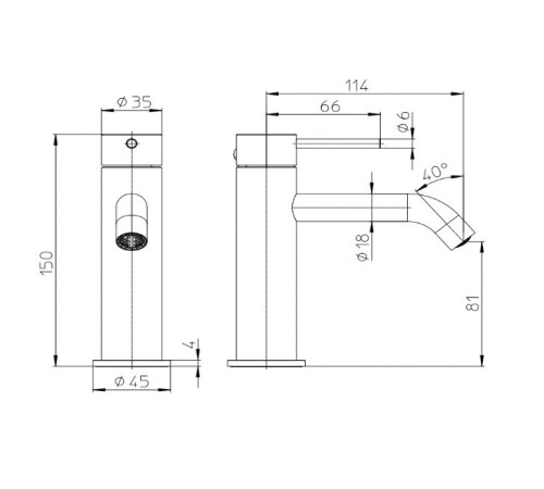 Смеситель для раковины BOSSINI NOBU без донного клапана матовая нержавеющая сталь INZ201.075