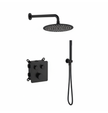 Душевая система Aquanet Siena с термостатом верхним и ручным душем черный матовый AQM8414MB