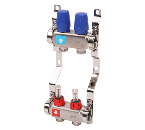 Коллекторная группа Hogert Premium 1 x 3/4 EK 2 выхода с расходомерами HOGMS50206