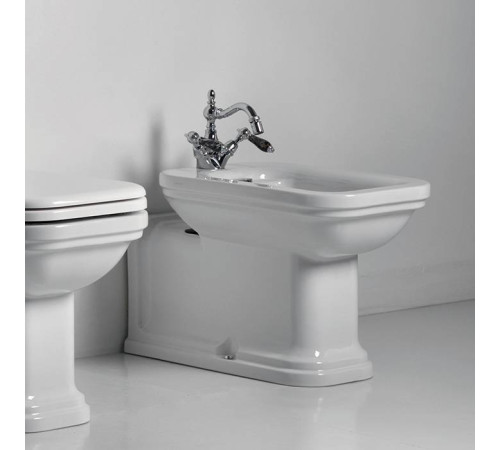 Биде напольное Kerasan Waldorf Prolongato 65х37 см 1 отверстие белый хром 4120K1bi/cr*1 / 760390