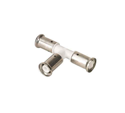 Тройник равнопроходный пресс HENCO PVDF белый 26x26x26 мм 9PKW-262626