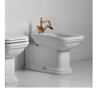 Биде напольное Kerasan Waldorf Prolongato 65х37 см 1 отверстие белый золото 4120K1bi/cr*1 / 811391oro / 760391