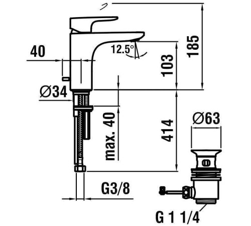 Смеситель для раковины Laufen Cityplus с донным клапаном хром 3.1175.1.004.111.1