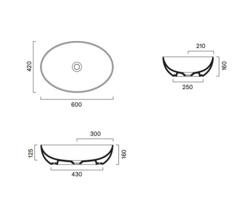 Раковина накладная Catalano Sfera 60х42 см без отверстия белый матовый 0522600021