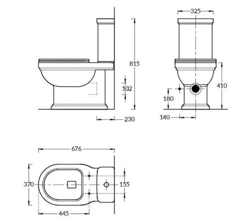 Унитаз-моноблок Kerama Marazzi Pompei 37x67 см белый глянцевый PO.wc.01/PO.cis.01