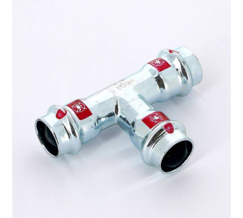 Тройник пресс Viega Prestabo оцинкованная сталь 18 мм 558628