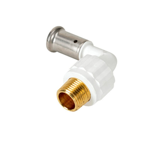 Угольник 90° пресс PVDF HENCO 20x1/2 НР белый 5PKW-2004