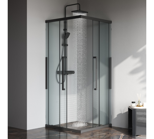 Душевое ограждение AM.PM Func 90x90 см профиль черный стекло прозрачное W84G-403-9090-BT
