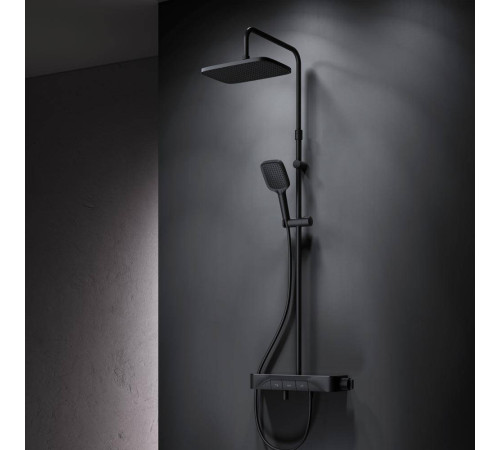 Душевая система с термостатом и смесителем-полкой для ванны AM.PM Func матовый черный F078F322