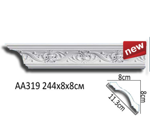 Карниз потолочный Perfect AA319 полиуретановый с рисунком AA319