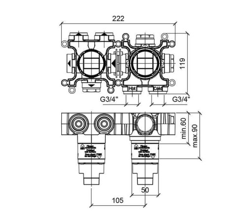 Встраиваемая часть термостата Almar Modular 3 положения E176902