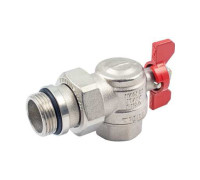 Кран шаровой угловой Tiemme 1 ВР/НР ручка-бабочка красная 2120048