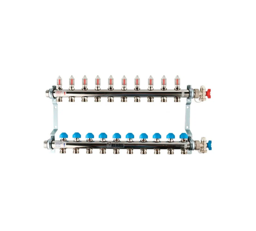 Распределительный коллектор REHAU HKV-D на 10 контуров нержавеющая сталь 12081011002