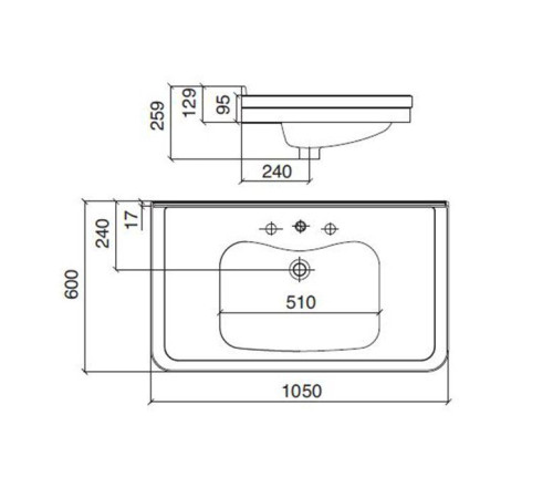 Комплект раковина с металлической консолью Sbordoni Neoclassica 105х60 см напольный белый/никель N703 / 5700*3