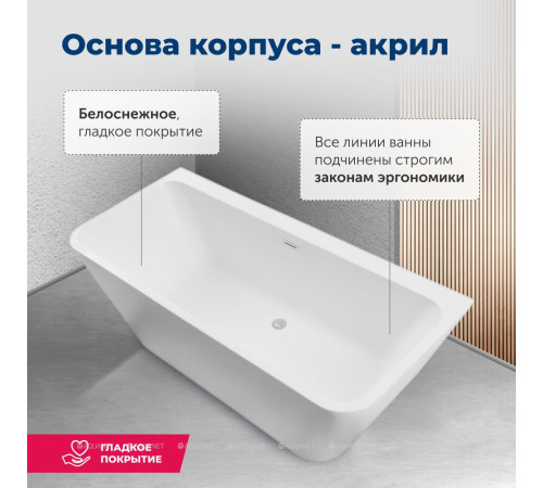 Ванна акриловая Aquanet Family Perfect 1700x750 мм со сливом-переливом белый матовый 13775-MW