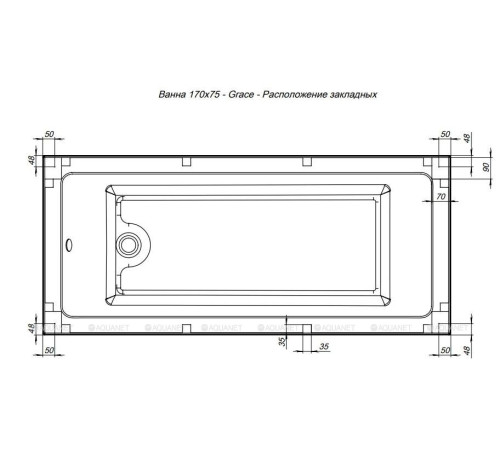 Акриловая ванна Aquanet GRACE 170x75 см в комплекте 00312397