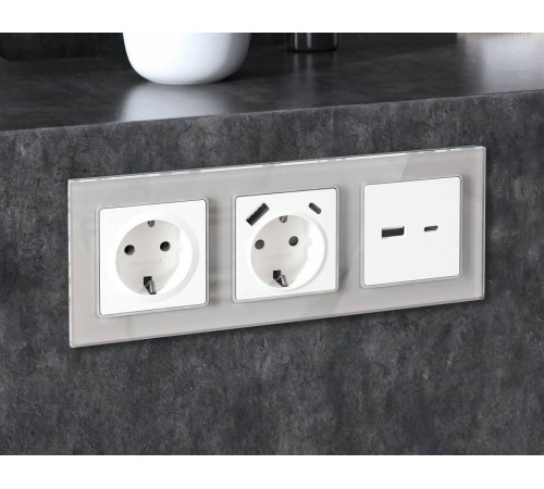 Рамка на 1 пост Ambrella Volt Platos Стекло органическое AF330401