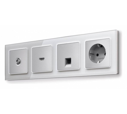 Рамка на 4 поста Ambrella Volt Platos Стекло органическое AF330404