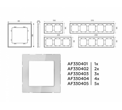 Рамка на 4 поста Ambrella Volt Platos Стекло органическое AF330404