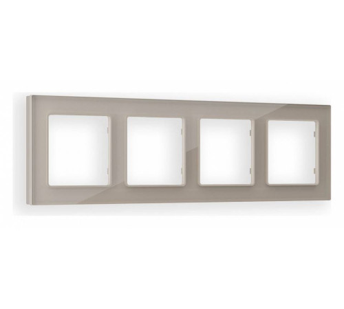 Рамка на 4 поста Ambrella Volt Platos Стекло натуральное AF380604