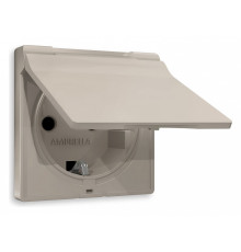 Накладка для розетки влагозащищенной с заземлением и со шторками с крышкой Ambrella Volt Quant AP3680