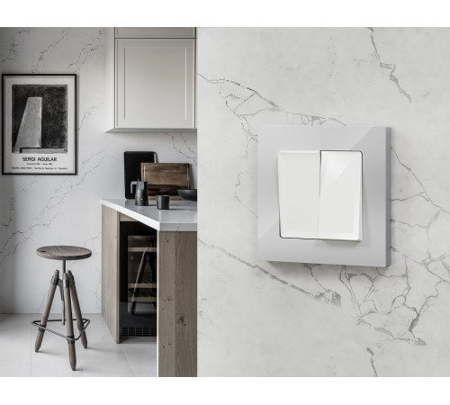 Выключатель перекрестный двухклавишный без рамки Ambrella Volt MA MA103030