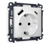 Розетка с заземлением и 2хUSB type A и C, без рамки Ambrella Volt Quant MA130010