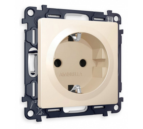 Розетка с заземлением и со шторкой, без рамки Ambrella Volt Quant MA327010