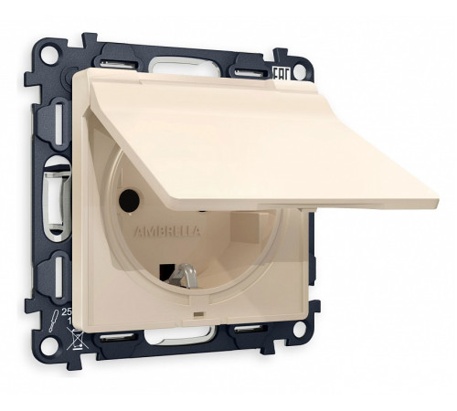 Розетка с заземлением и со шторкой, без рамки с крышкой Ambrella Volt Quant MA328010