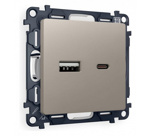 Розетка 2хUSB type A и C без рамки Ambrella Volt Quant MA371010
