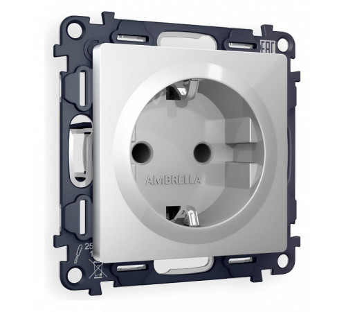 Розетка с заземлением и со шторкой, без рамки Ambrella Volt Quant MA407010