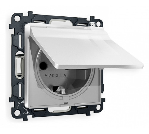 Розетка с заземлением и со шторкой, без рамки с крышкой Ambrella Volt Quant MA408010