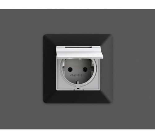 Розетка с заземлением и со шторкой, без рамки с крышкой Ambrella Volt Quant MA408010