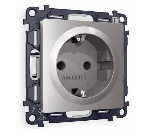 Розетка с заземлением и со шторкой, без рамки Ambrella Volt Quant MA507010