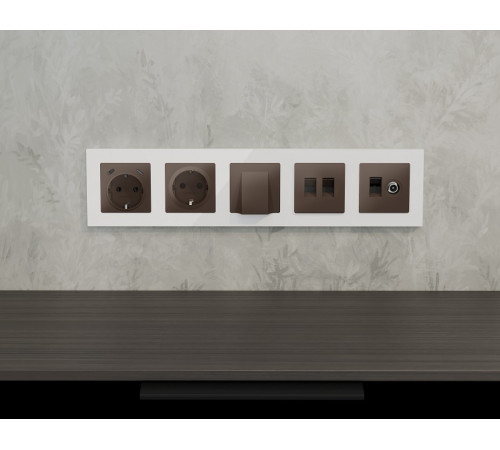 Розетка с заземлением и 2хUSB type C, без рамки Ambrella Volt ALFA MA640510