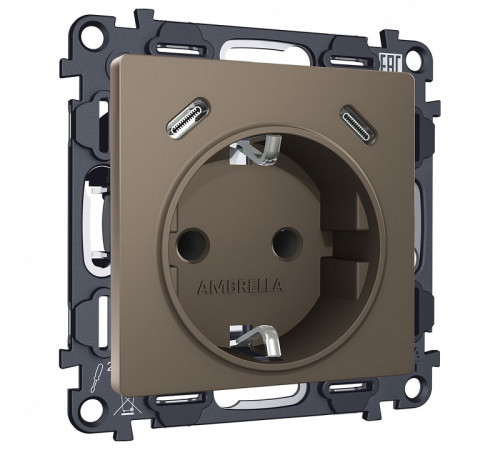 Розетка с заземлением и 2хUSB type C, без рамки Ambrella Volt ALFA MA640510