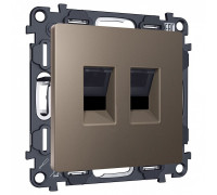 Розетка двойная Ethernet RJ-45 и со шторками, без рамки Ambrella Volt ALFA MA642110