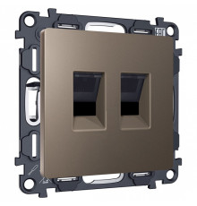 Розетка двойная Ethernet RJ-45 и со шторками, без рамки Ambrella Volt ALFA MA642110