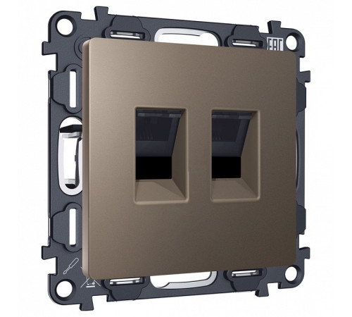 Розетка двойная Ethernet RJ-45 и со шторками, без рамки Ambrella Volt ALFA MA642110