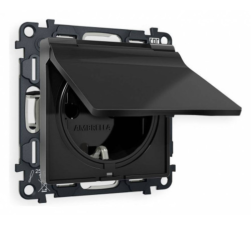 Розетка с заземлением и со шторкой, без рамки с крышкой Ambrella Volt Quant MA808010