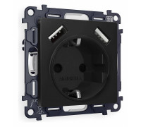 Розетка с заземлением и со шторкой и 2хUSB type A, без рамки Ambrella Volt Quant MA809010