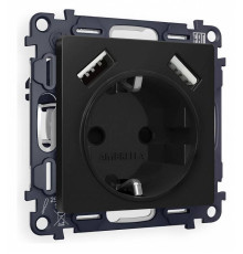 Розетка с заземлением и со шторкой и 2хUSB type A, без рамки Ambrella Volt Quant MA809010